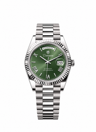 DAY DATE — Silver-tone - Green Dial - Roman Numerals