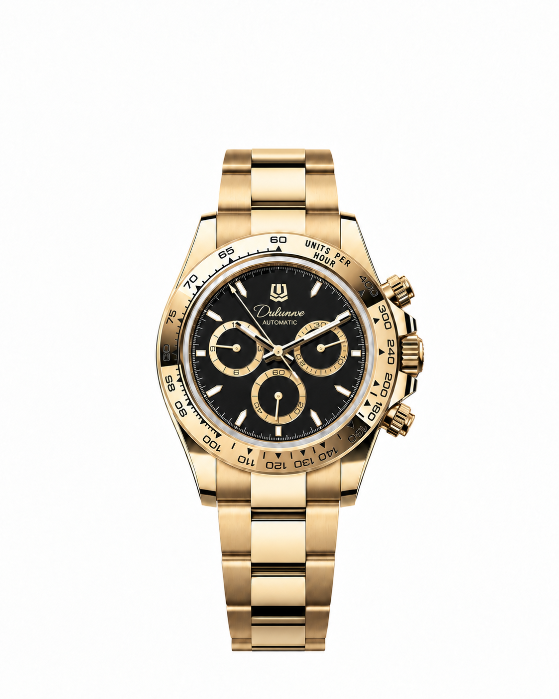 DAYTONA — Oyster / Gold-tone - Black Dial - Gold-tone Subdial Rings