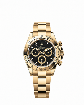 DAYTONA — Oyster / Gold-tone - Black Dial - Gold-tone Subdial Rings