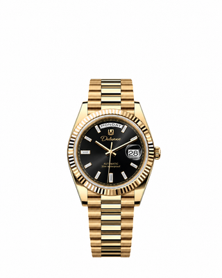 DAY DATE — Gold-tone - Black Dial - Baguette Markers