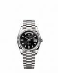 Case-study concept — Day & Date — Silver-tone - Black Dial - Baguette Markers — Front. Not for sale.