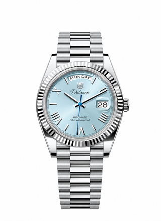 DAY DATE — Silver-tone - Ice Blue Dial - Roman Numerals