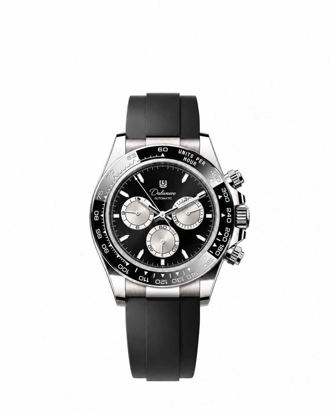 DAYTONA FLEX — Rubber / Silver-tone - Black Dial - Silver-tone Subdials