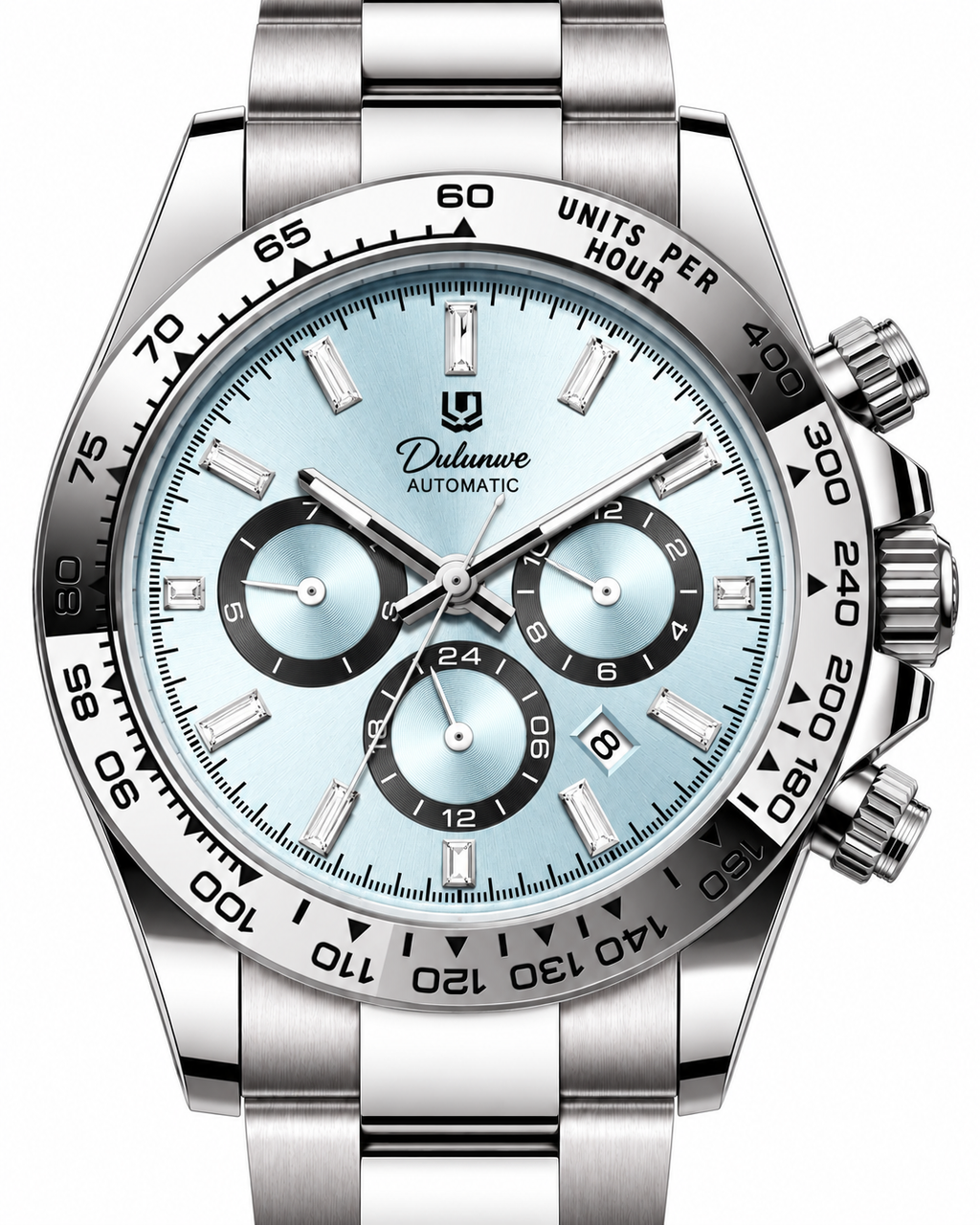 DAYTONA Ice Blue — Dial detail — AI-generated case-study image